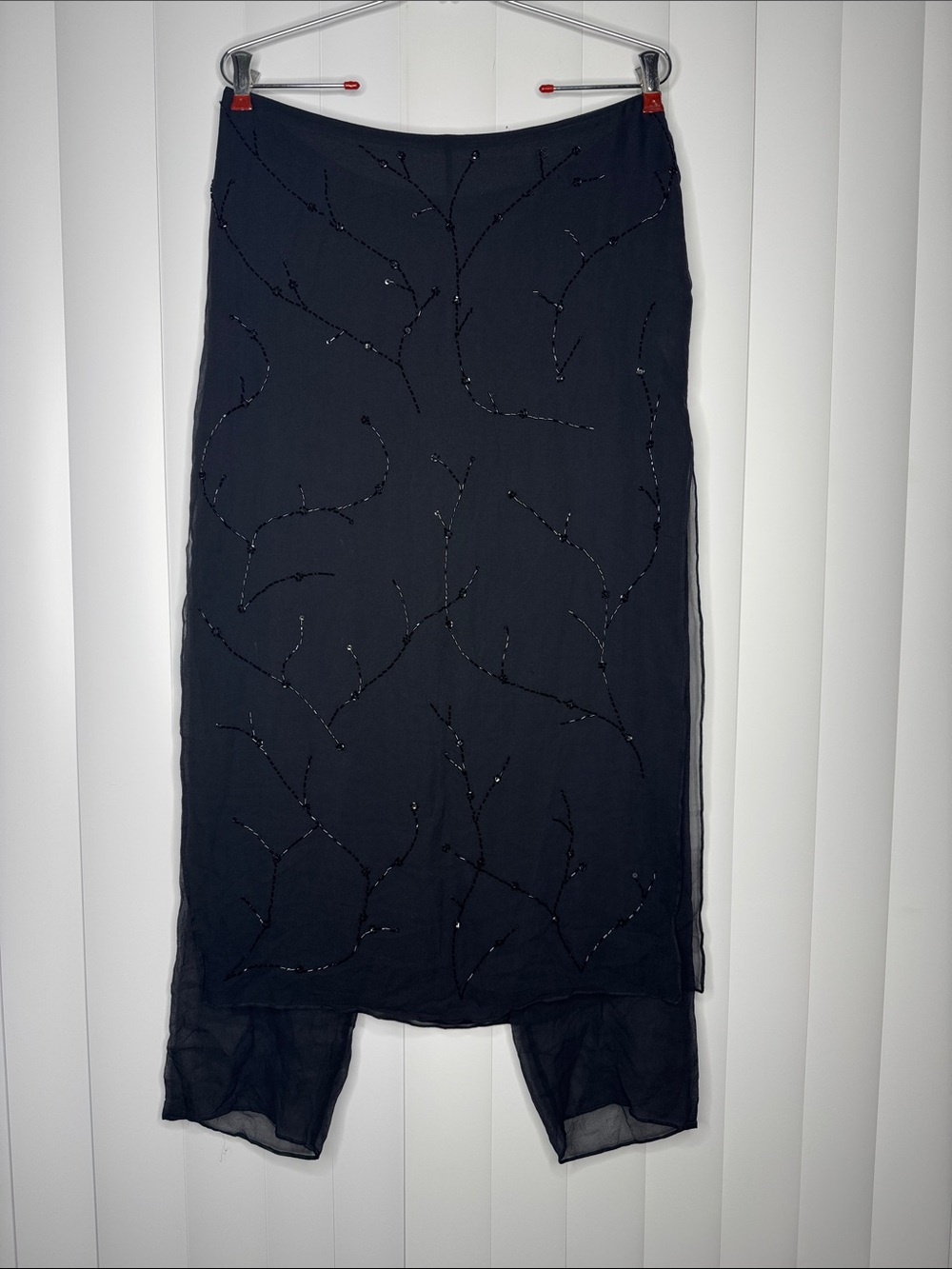 Laundry By Shelli Segal Black Beaded Midi Skirt